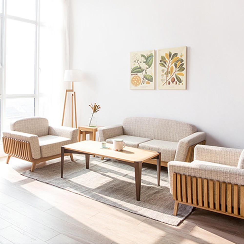Modern Oas Wood Big Fabric Sofa Chair