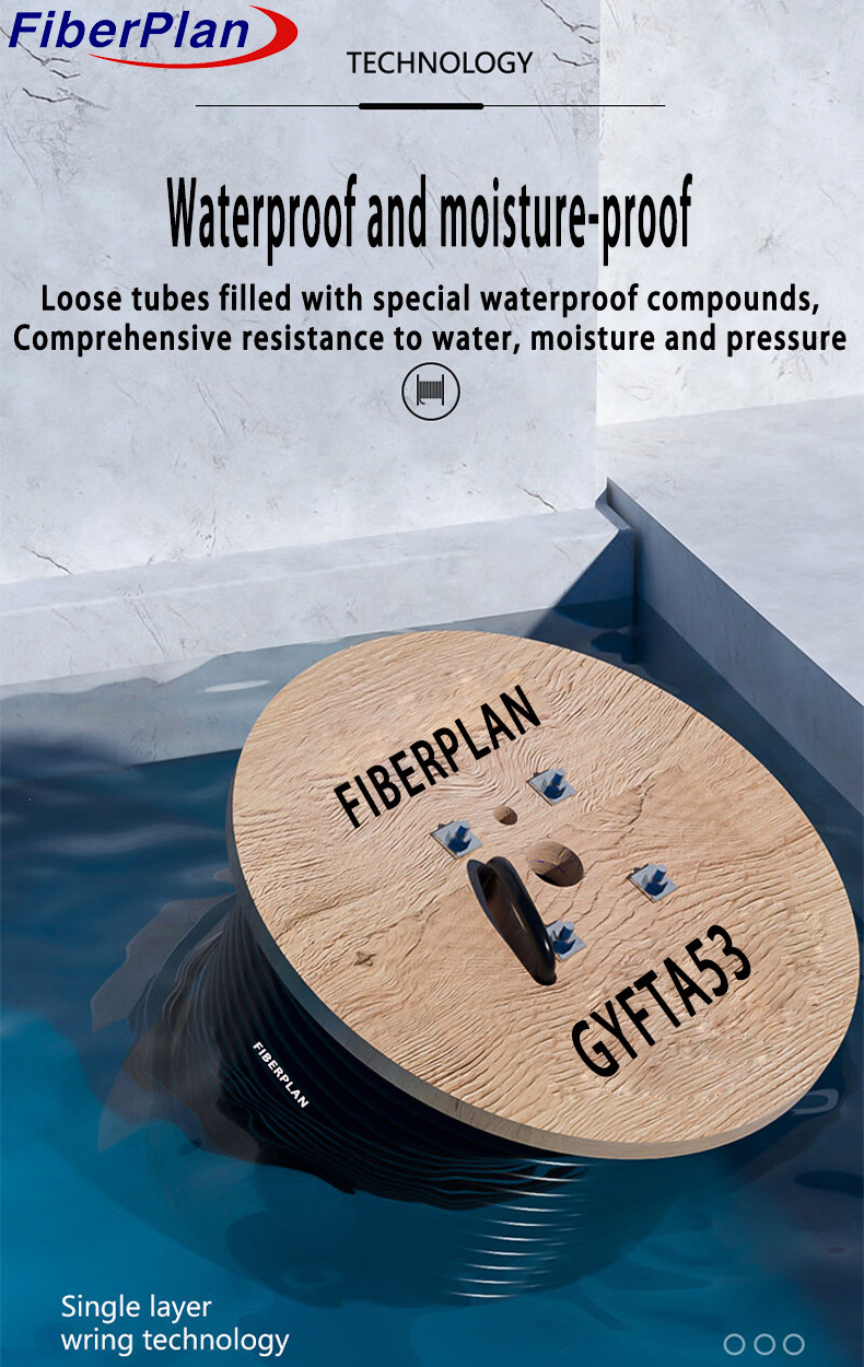 6/12/24/48/72/96/144 Fibers Outdoor Armored Fiber Optic Cable GYFTA53