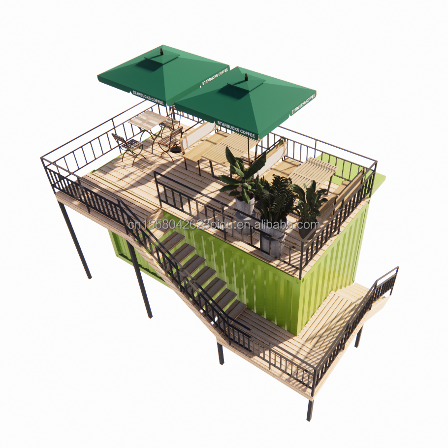 Bathroom 20ft Portable Kiosk Modified Prefab Modular Coffee Shop Shipping Container Bar Tiny House in Modern Design Style