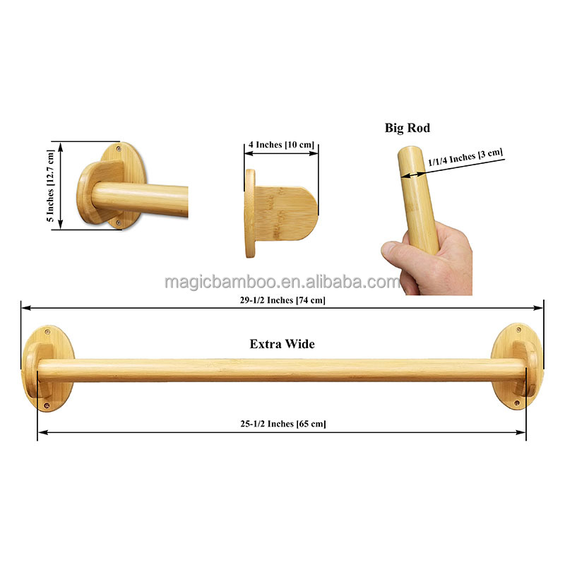 BAMBOO Towel Rack Wall Mount for Team Customers in Bathroom Kitchen Studio Spa Shower