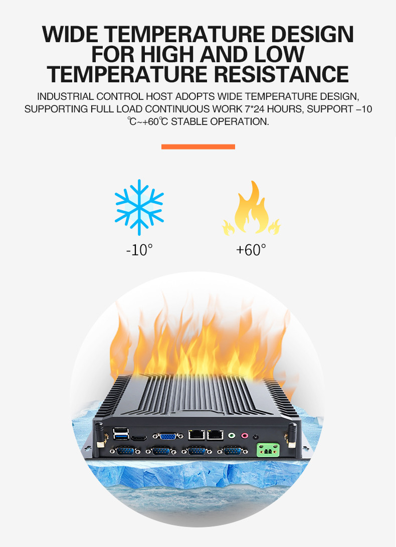 Intelligent Fanless Industrial Computer Embedded Multi Serial Port Mini Mainframe PC