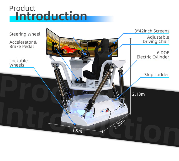 6 DoF 3 Screen Racing Simulator Indoor Playground VR Arcade Games