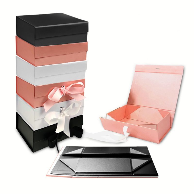 Cheap Foldable Custom Logo Storage Display Gift Box with Ribbon for Make up Cosmetics Shirts Shoes Packaging