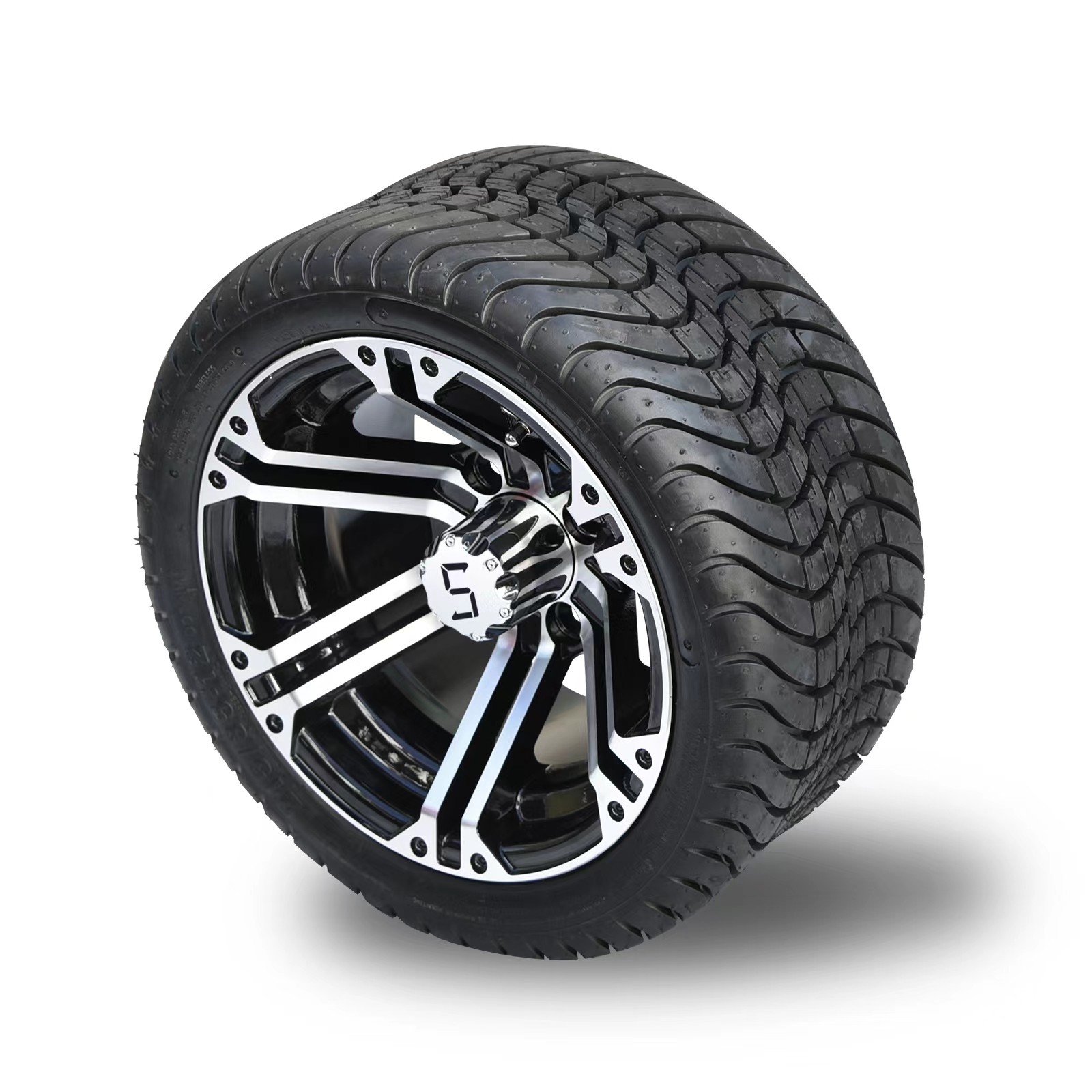 Golf Cart 12 Inch Machined & Black Wheels On 215/35-12 Street Tires