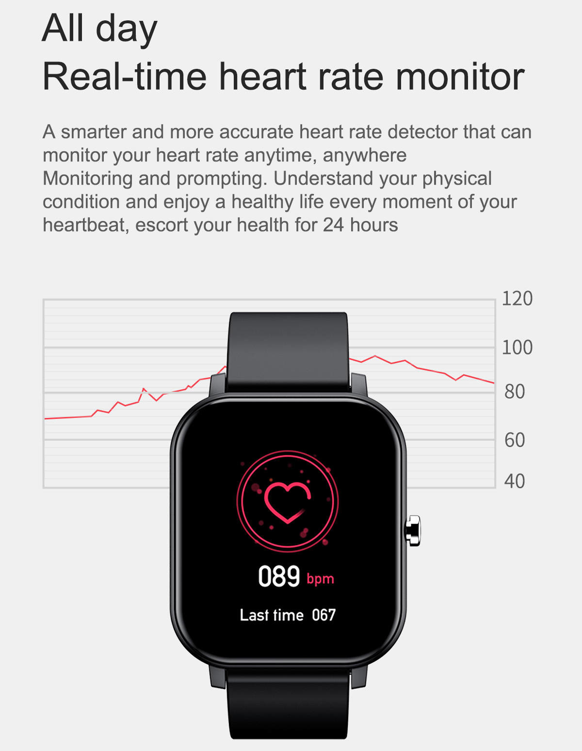Full Touch Smartband Watch Bluetooth Music Playback Temperature Detection Health Tracker