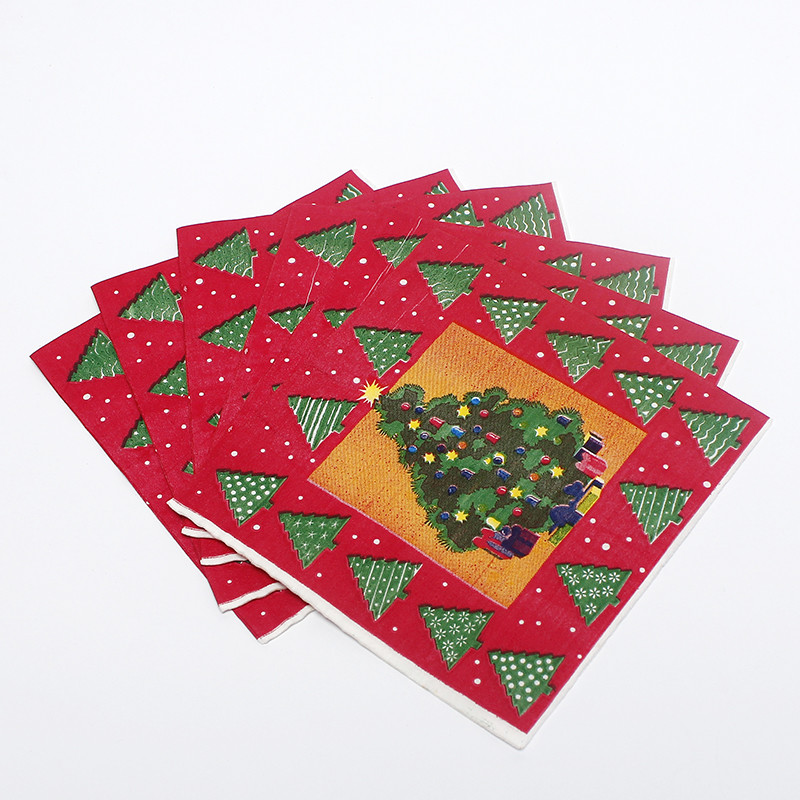 Restaurant Printed Disposable Napkins Wood Pulp Tissue Paper Serviette