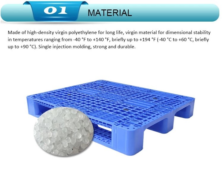3 Skids Runners Heavy Duty Plastic Pallets , Single Faced Reinforced Plastic Pallets
