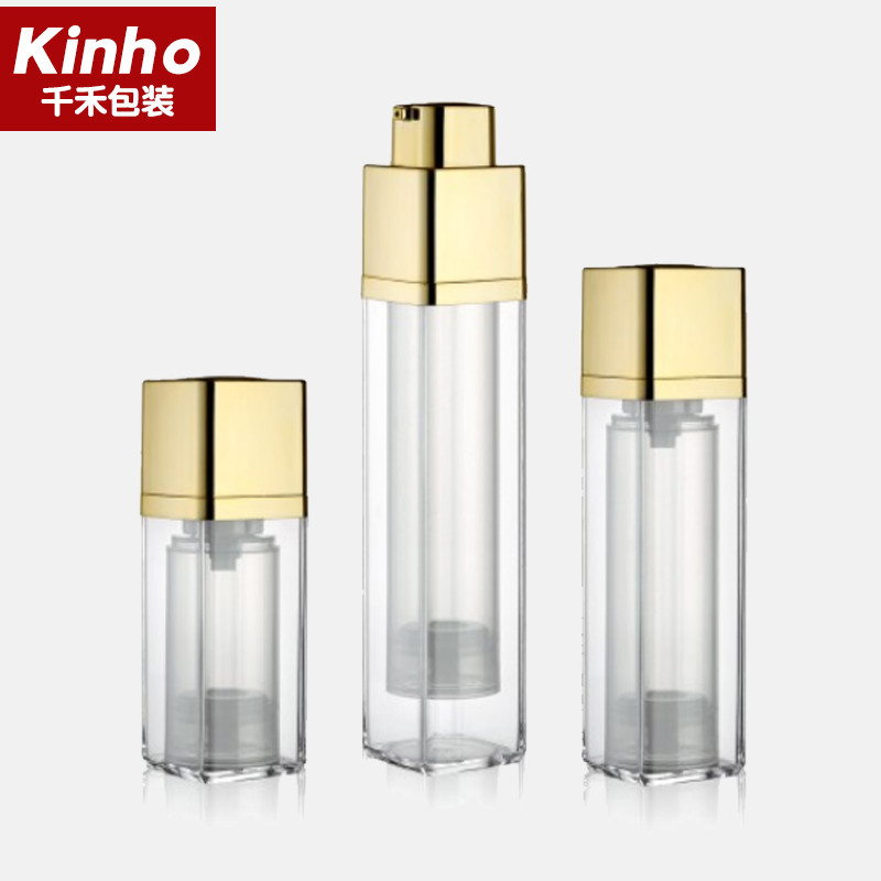 ABS Square Cosmetic Airless Bottle 20ml 30ml 50ml Double Wall Twist Lock Up Open Rotate