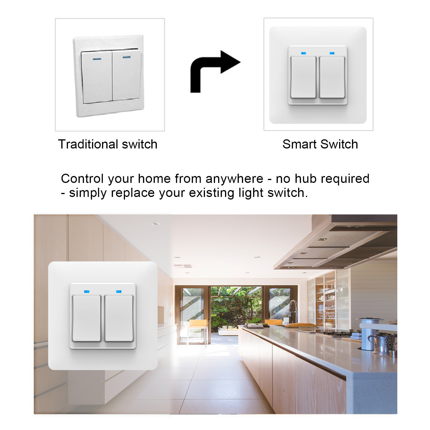 WIFI 2 Gang Smart Switch No Neutral