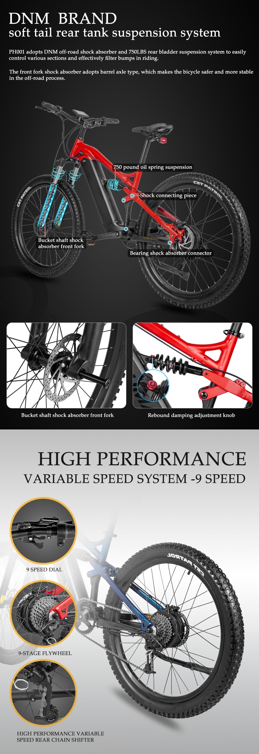 48V 500W Electric Mountain Bike Full Suspension For Commuting And Adventure