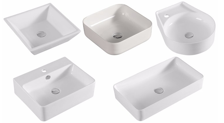 Home White Counter Top Wash Basin , Ceramic Bathroom Sink 430*430*170mm