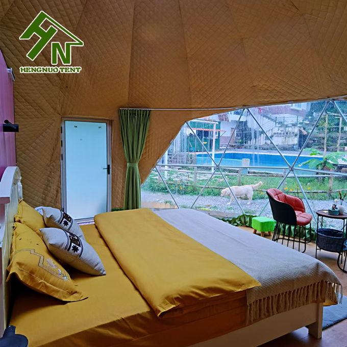 Wholesale Price Green Canvas Geodesic Dome Tent For Glamping