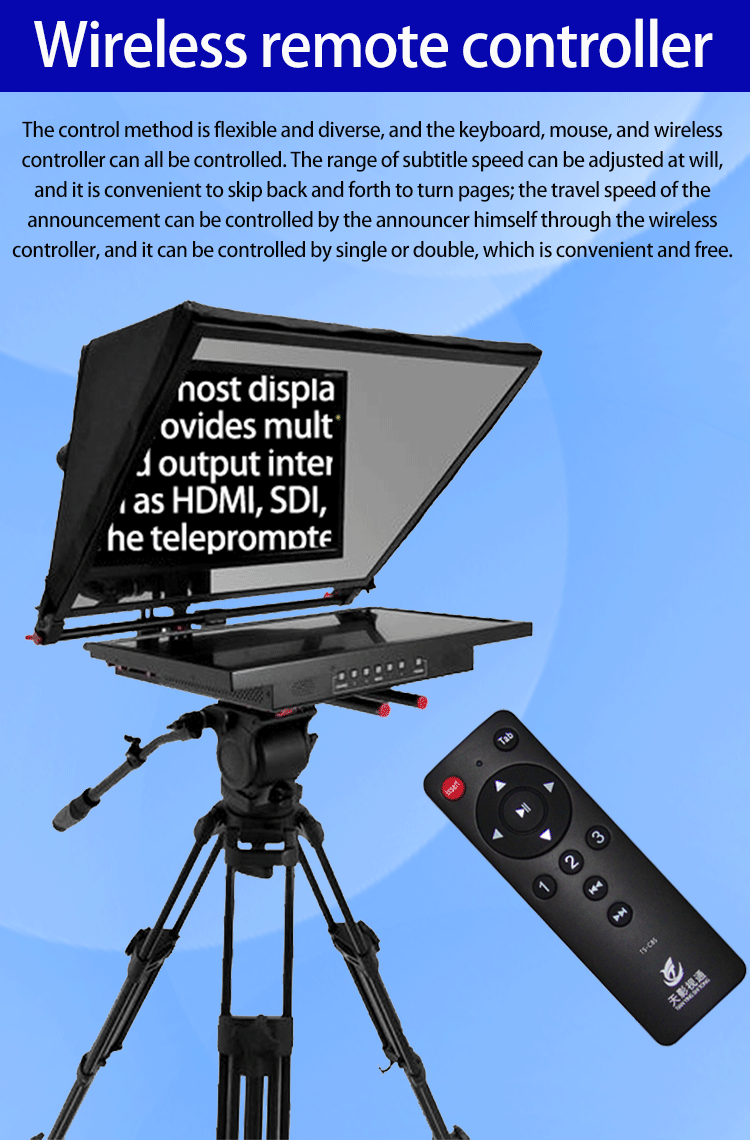 Supported Language 21" Studio Teleprompter for Professional TV Broadcast from TYSTVideo
