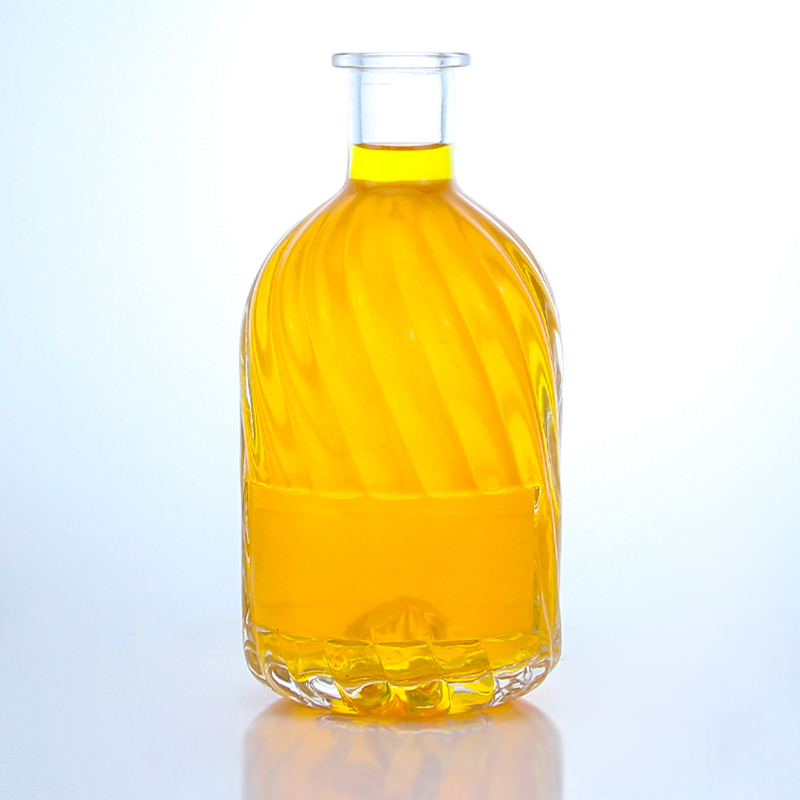 Decal Label Area 500ml Round Shaped Super Flint Glass Bottle for Rum Vodka Whisky Tequila Gin