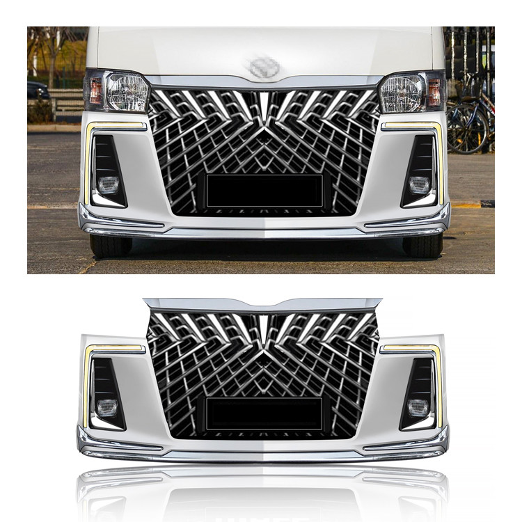 ABS Plastic Car Body Kit Facelift Front Rear Bumper Front Grille Hiace 2018+