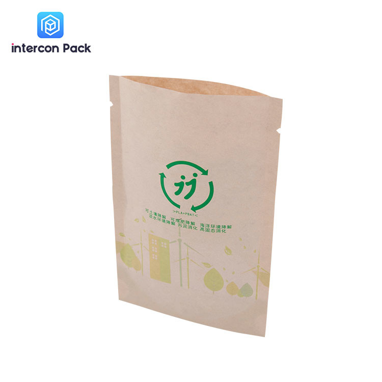 Digital Printing Kraft Paper Poly Bag Customized Logo With Plastic Window
