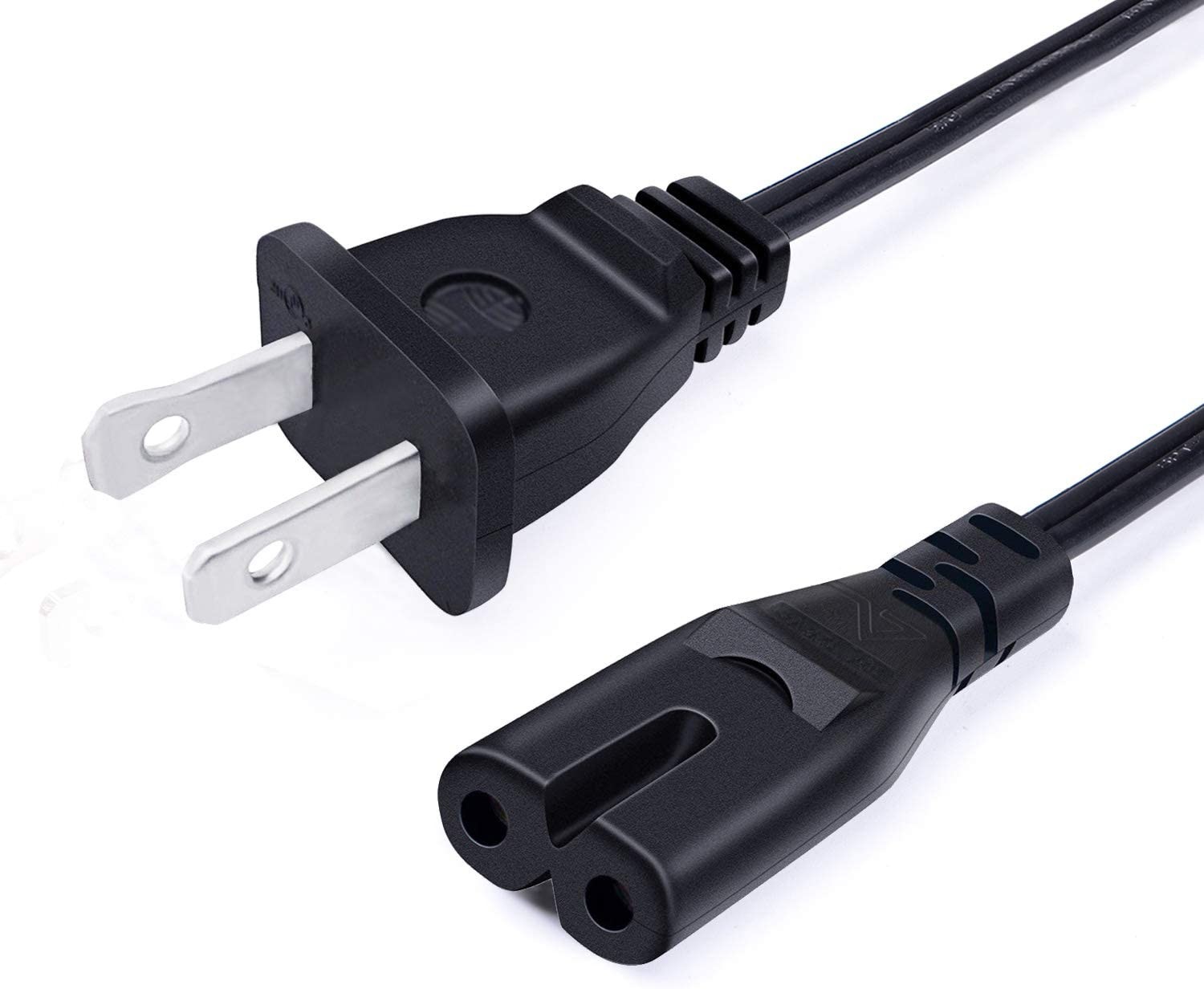US Plug IEC320 C7 Cable NEMA 1-15P , 7A 10A 125V 2 Prong AC Power Cord