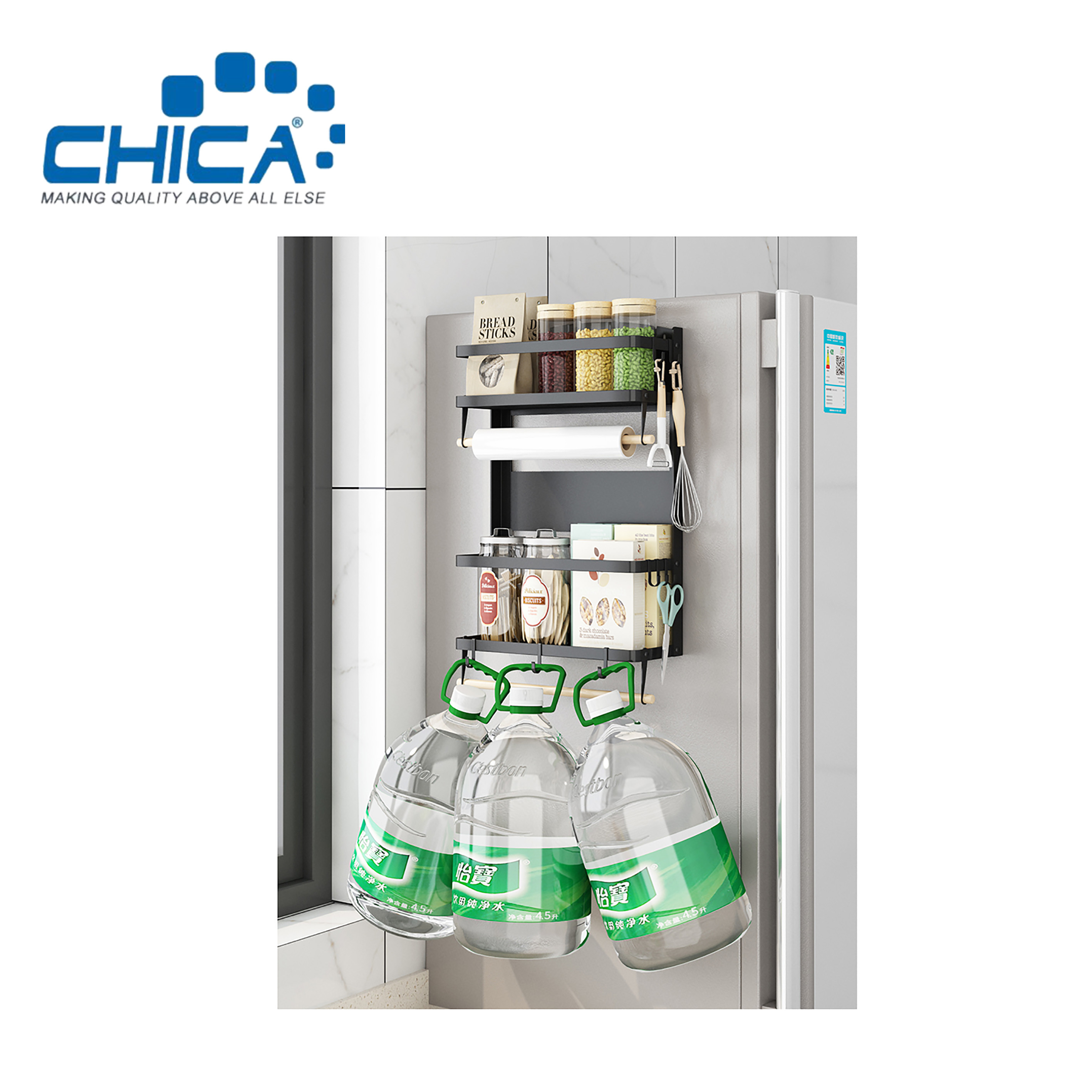Magnetic Refrigerator Shelf 4 Tiers Kitchen Fridge Storage Rack Fridge Rack Accessories of Kitchen Sink