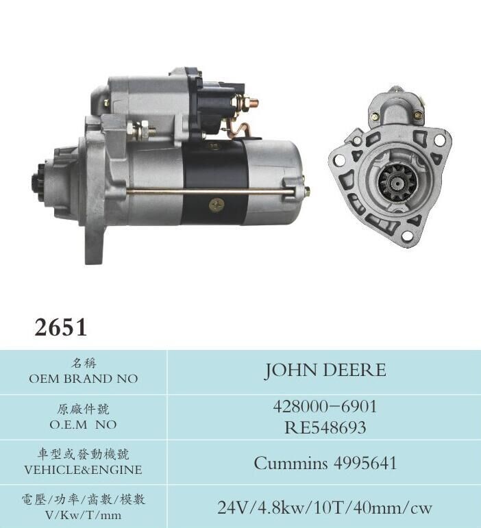 Cummins 4995641 John Deere Nippondenso Starter Motor 428000-6901 RE548693