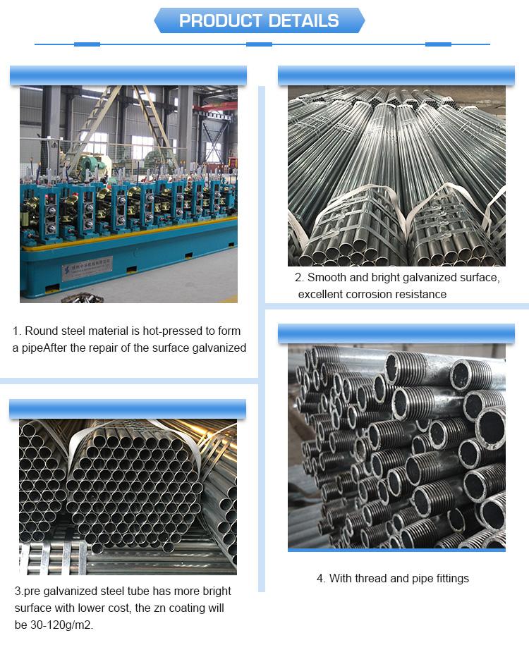 SS400 Erw Galvanized 40g Zinc Coated 3 Inch Iron GI Steel Pipe