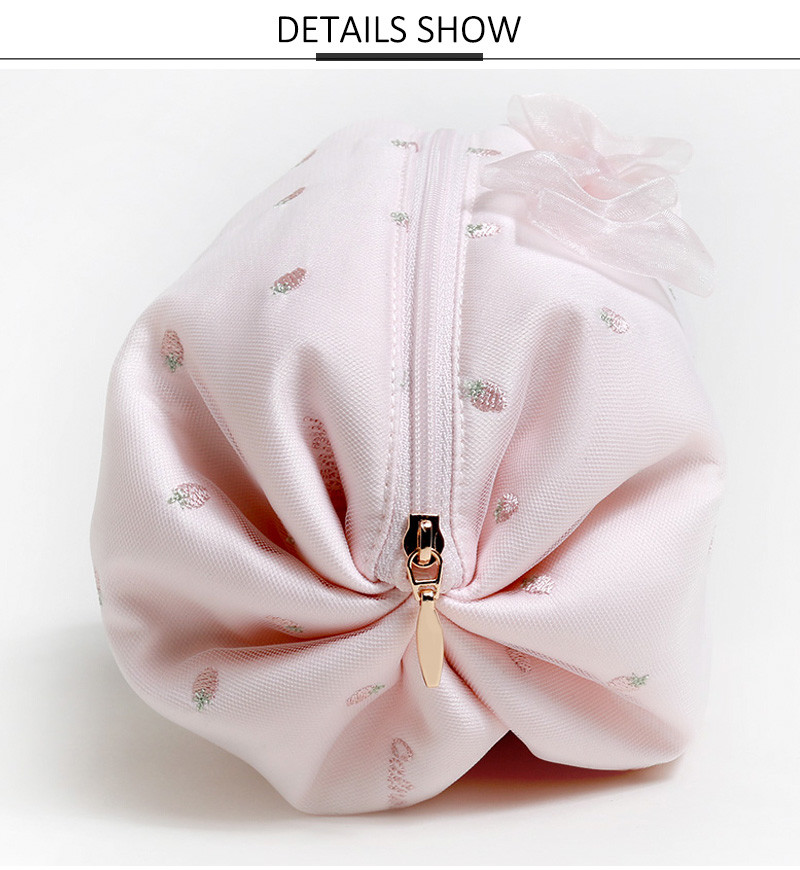 New Arrival Mini Customizable Embroidery Zipper Cosmetic Bag With Bow