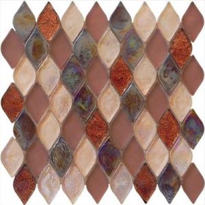 Affordable price red brown water waving glass mosaic tile diamond shape