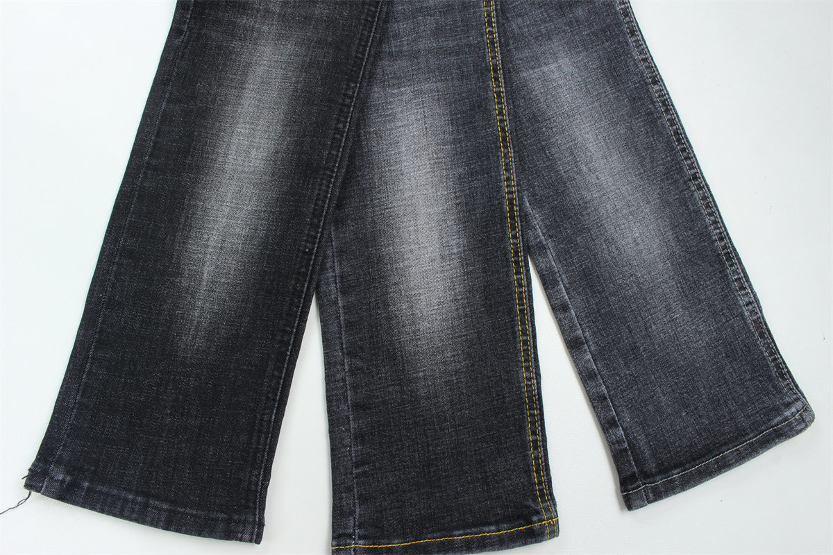 Supreme Quality Dark Black Crosshatch Slub Stretch Denim Fabric For Men Jeans