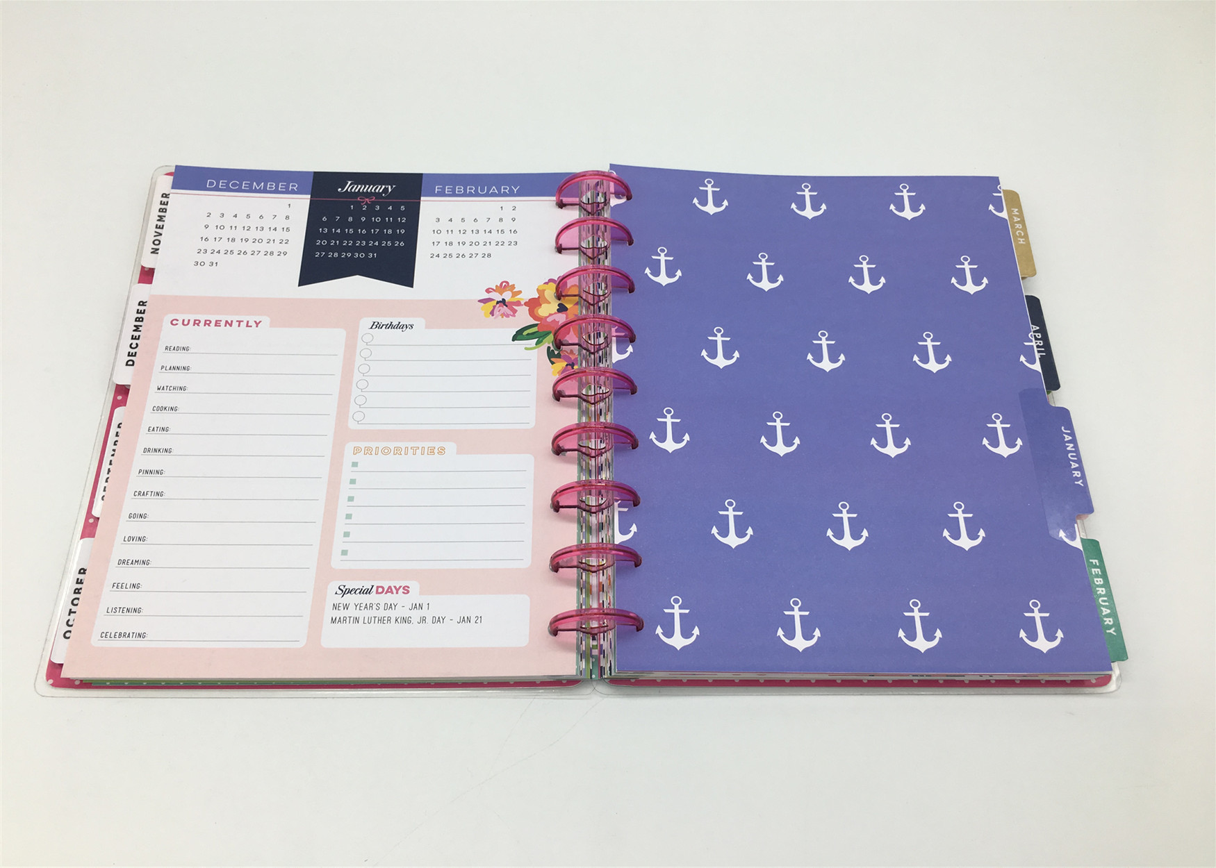 Custom Pink Spiral Daily Planner Notepad / Colorful Printing Agenda Notepad