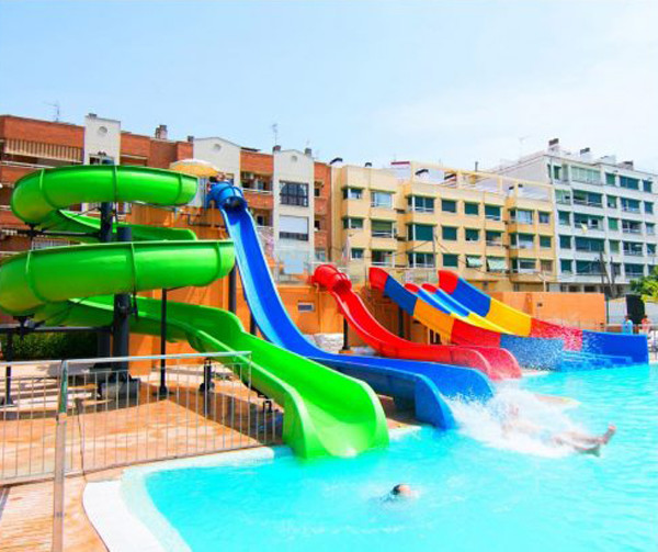3 Meters High Open Body Slide, Green And Yellow Swimming Pool Slide