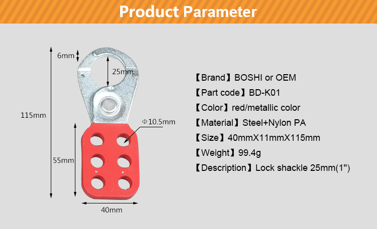 BOSHI CE 6 Padlocks Applied Safety Lockout Steel Hasp