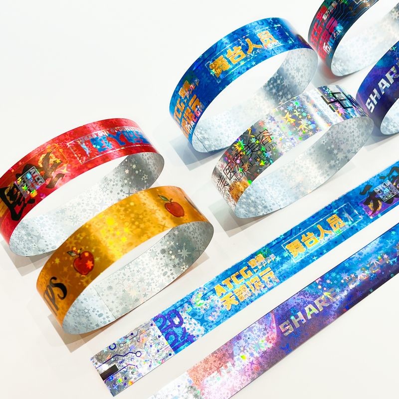 Event Shiny Glitter Promotional Wristband Waterproof Laser Star Paper Bracelet Adult Kid Events Admission Wristband