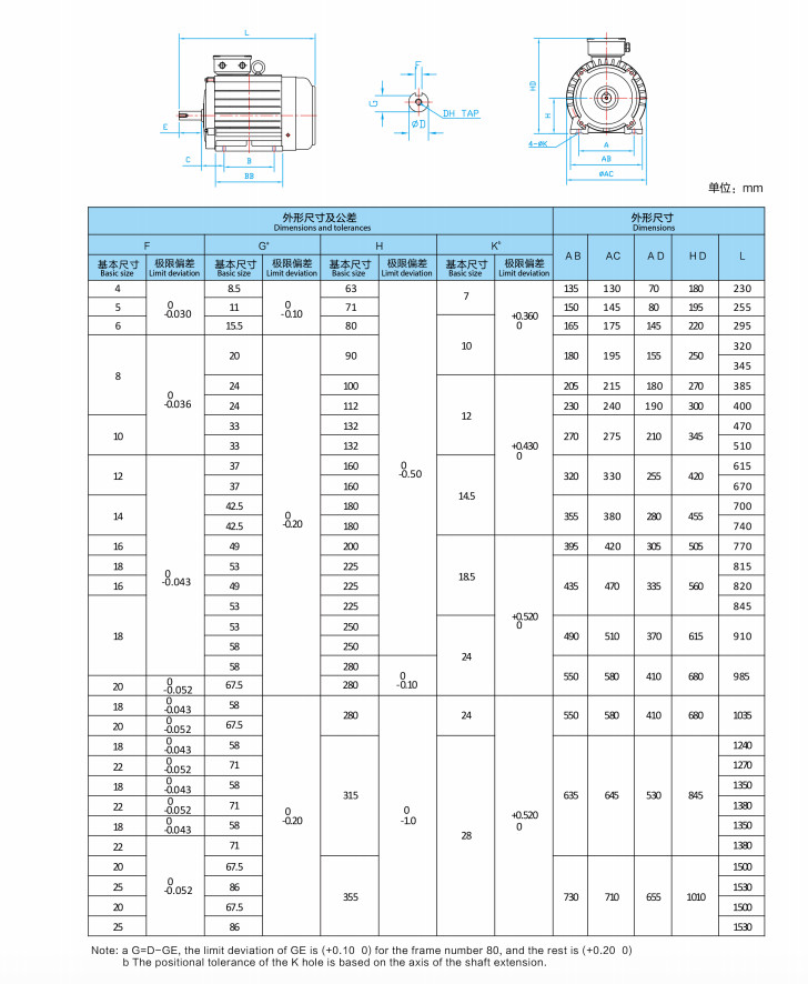 Triple Phase Dual Asynchronous Electric Motors YE2 Cast Iron Horizontal