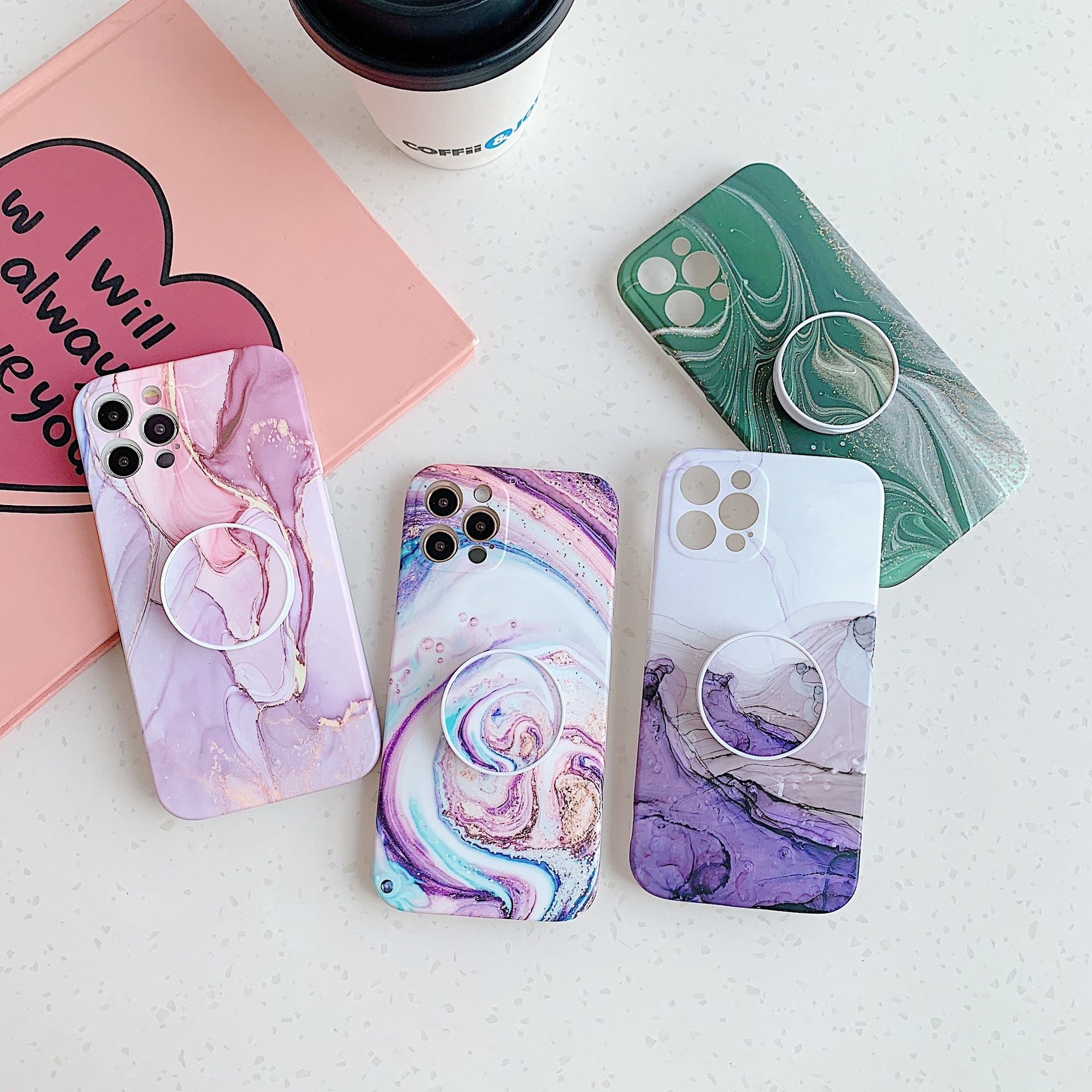 Marble Geography Back Phone Cover , Pop Up Phone Cases With Stand Bracket