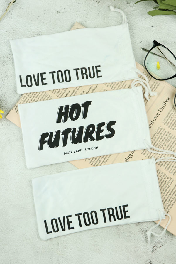 Anti Shock Printed Logo Microfiber Glasses Bag Good Texture Multifunctional