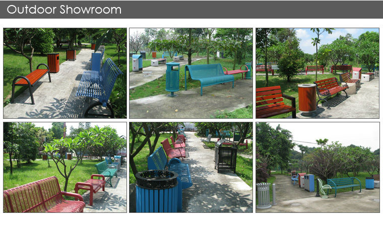 Curved Patio Tree Outdoor Metal Benches With Cast Iron Ends OEM
