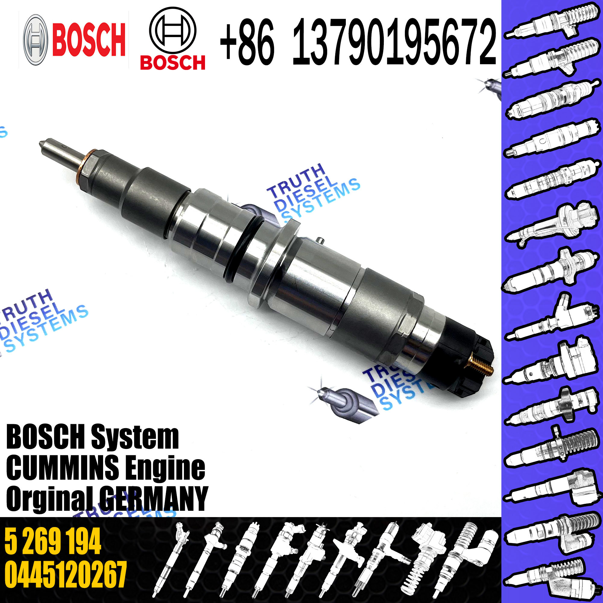 High quality Common Rail Injector diesel fuel injector 4988835 5253221 5269194 0445120161 0445120204 0445120267