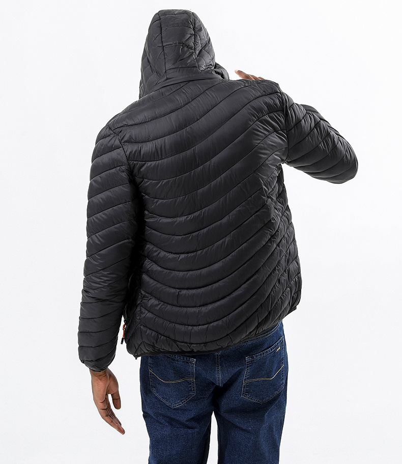 New men's autumn winter down jacket lightweight casual warm long sleeve cotton waterproof windproof coat with a detachable hood