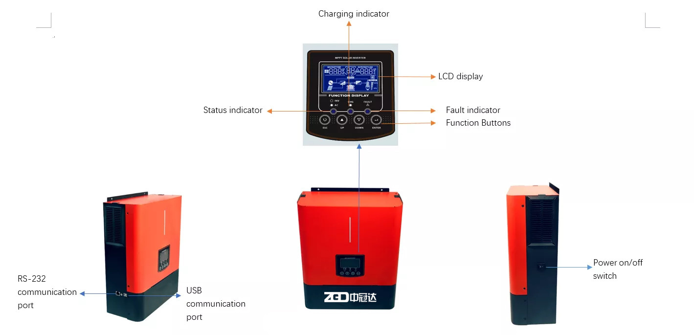 MPPT System 2000W Solar Home Inverter Hybrid For Energy Storage