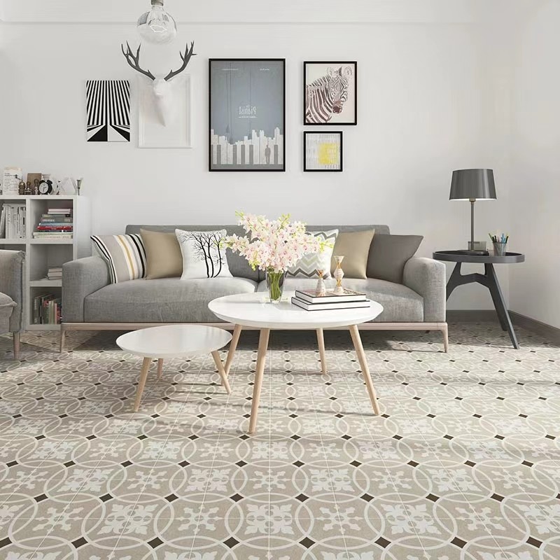 Beige Wall Tile 20x20cm Interior Ceramic Floor Tiles For Dining Room And Balcony