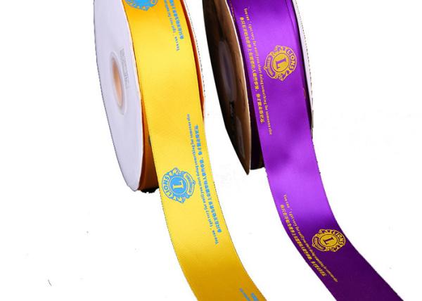 Custom Printed Christmas Satin Ribbon , Polyester Grosgrain Ribbon Graphic