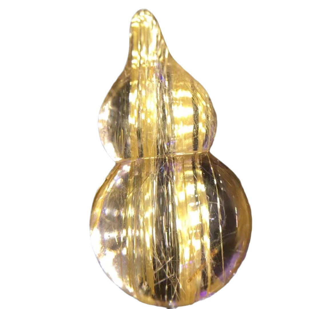Wind And Water Peace Energy Good Luck And Wealth Natural Titanium Crystal Pixiu Gourd Pendant Hair Crystal Gourd Car Hanging Crystal Clean