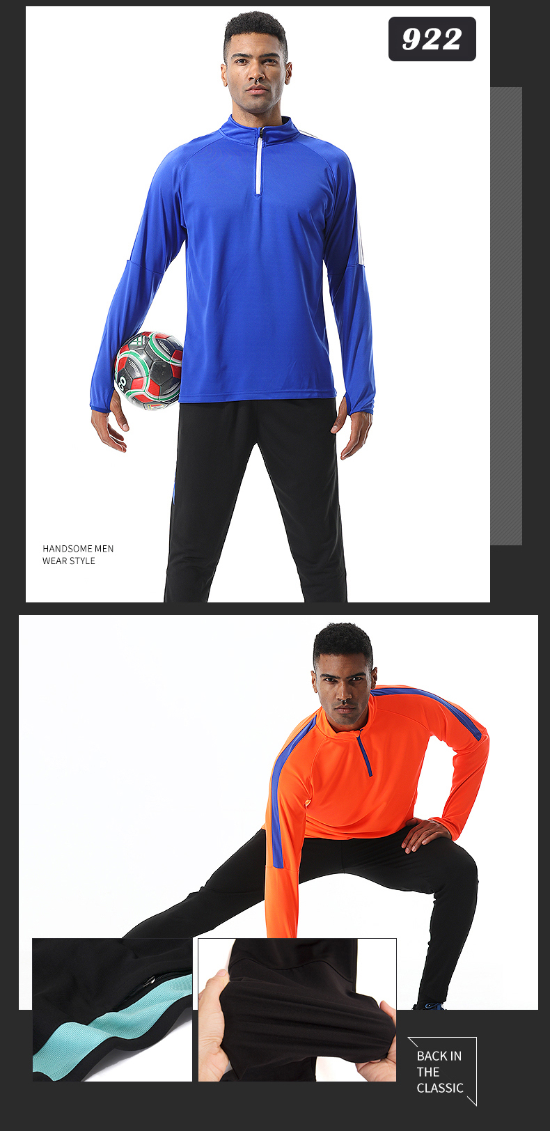 Football sports suit men's autumn and winter long sleeve coat custom design printed word LOGO team jersey training uniform