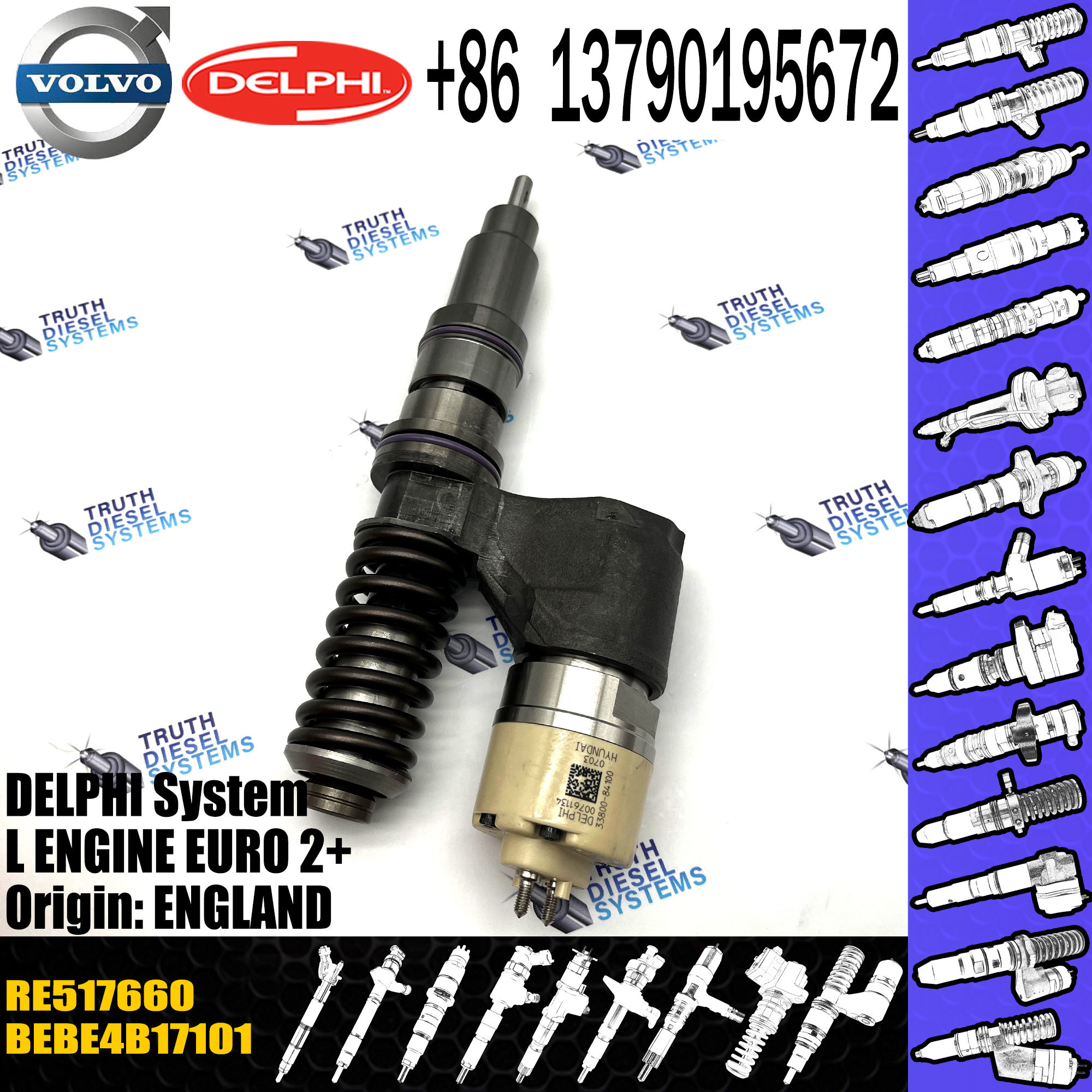 Diesel Fuel Injector 33800-84001 BEBE4B17001 BEBE4B17002 RE508490 BEBE4B17101 RE517660 BEBE4B17102 RE517659