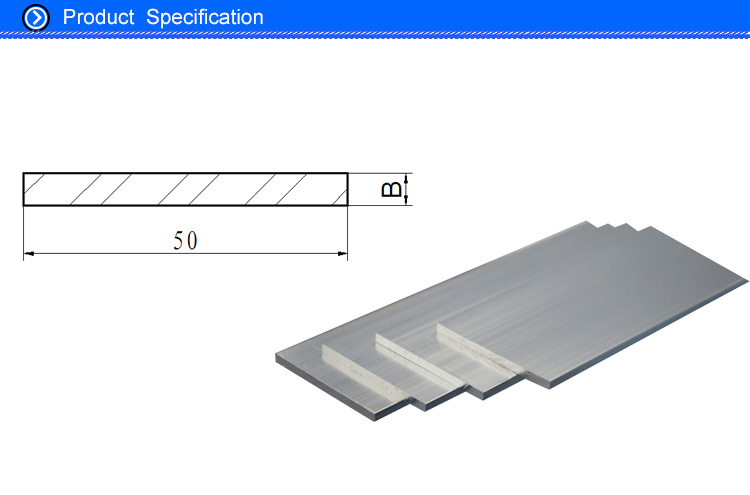 50MM Width Extrusion Aluminium Flat Bar with Silver Anodizing Color for Home Decoration Parts