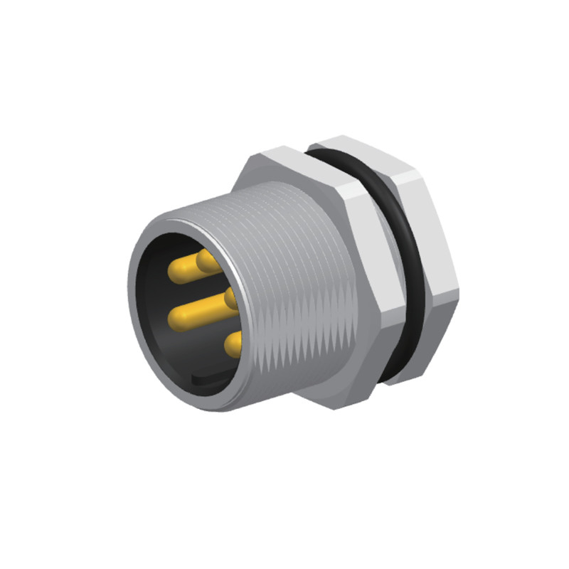 7/8'' Solder Waterproof Male Rear Panel Mount Connector 5pins For Signal