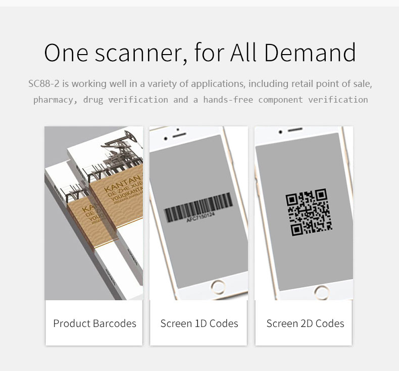 USB Interfaces Supported 1D and 2D Mode Barcode QR Code Scanner for Convenience Store
