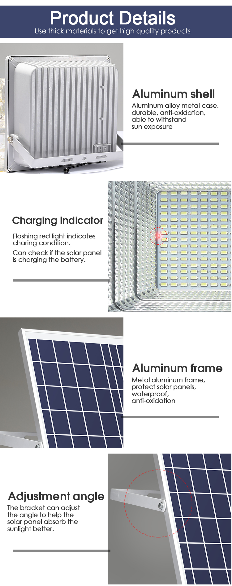 200w 500w Solar Powered Flood Lamps IP66 Solar Lights Floodlights