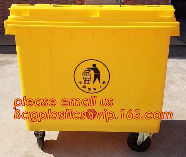 HDPE garbage bin with wheels and lid plastic trash bin, Kitchen accessories Double-bucket pull out garbage trash bin