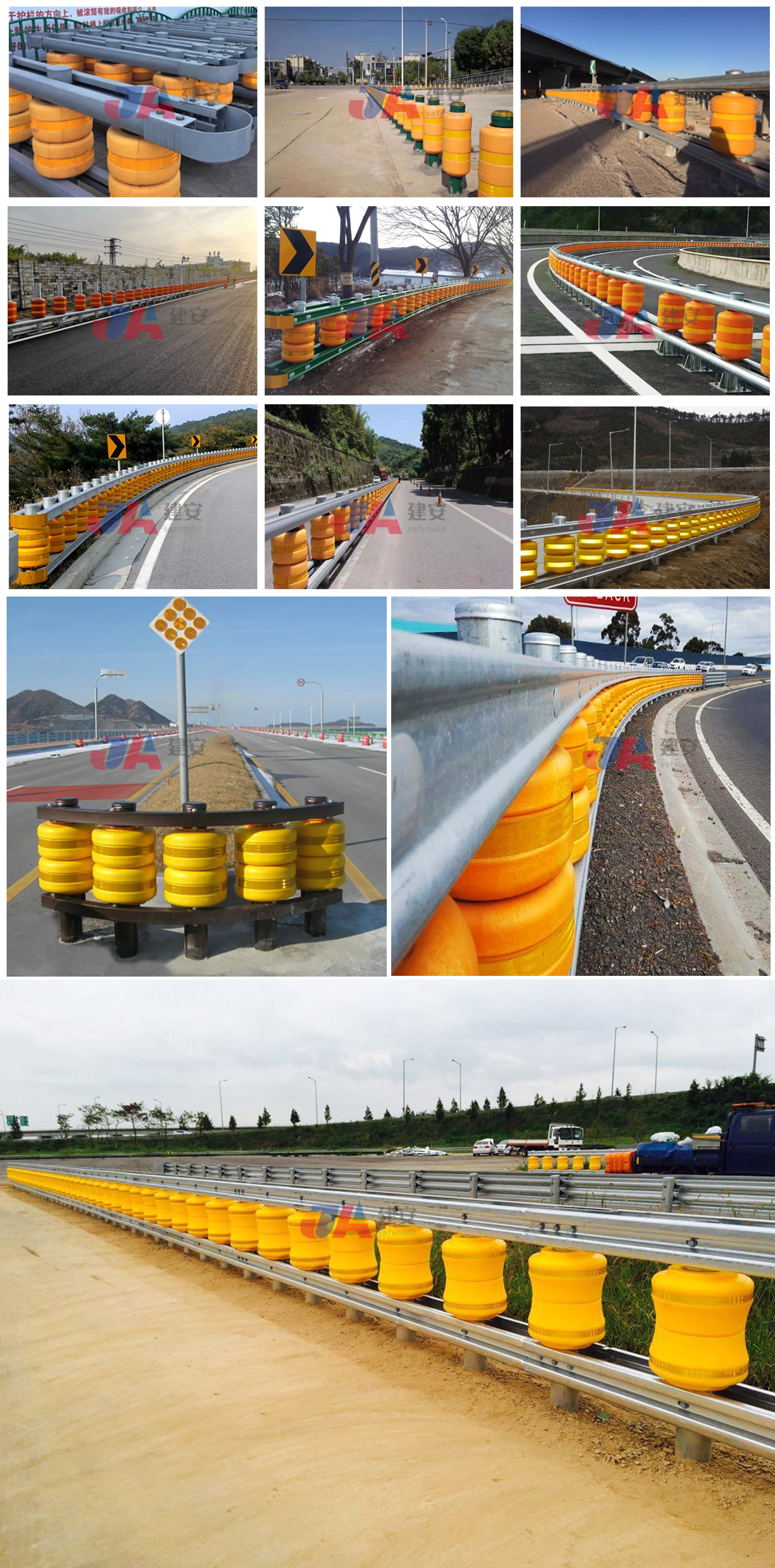 Rotating Anti Collision Roller Guardrail For Q235 Q345 EVA Highway Guardrail
