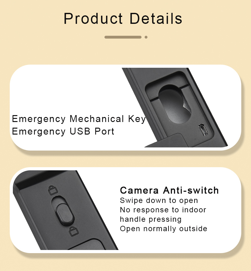 Waterproof IP65 Smart Lock for Office Tuya WIFI TTlock APP Black Silver Handle Intelligent Lock for Sliding Door